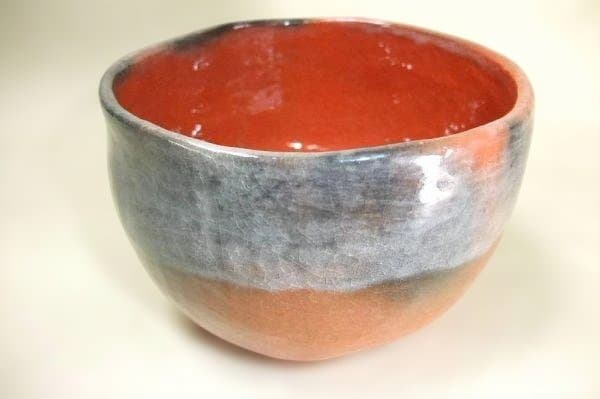 柿高台 「福井楽印」赤楽茶碗 茶道具 抹茶茶碗 京焼 清水焼 共箱