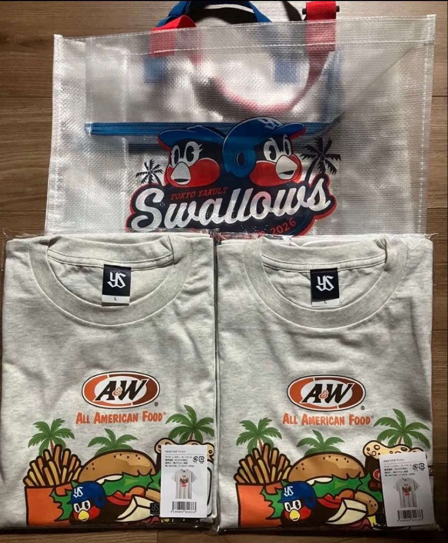 【3点セット】A&W ヤクルトスワローズ　コラボT サイズL