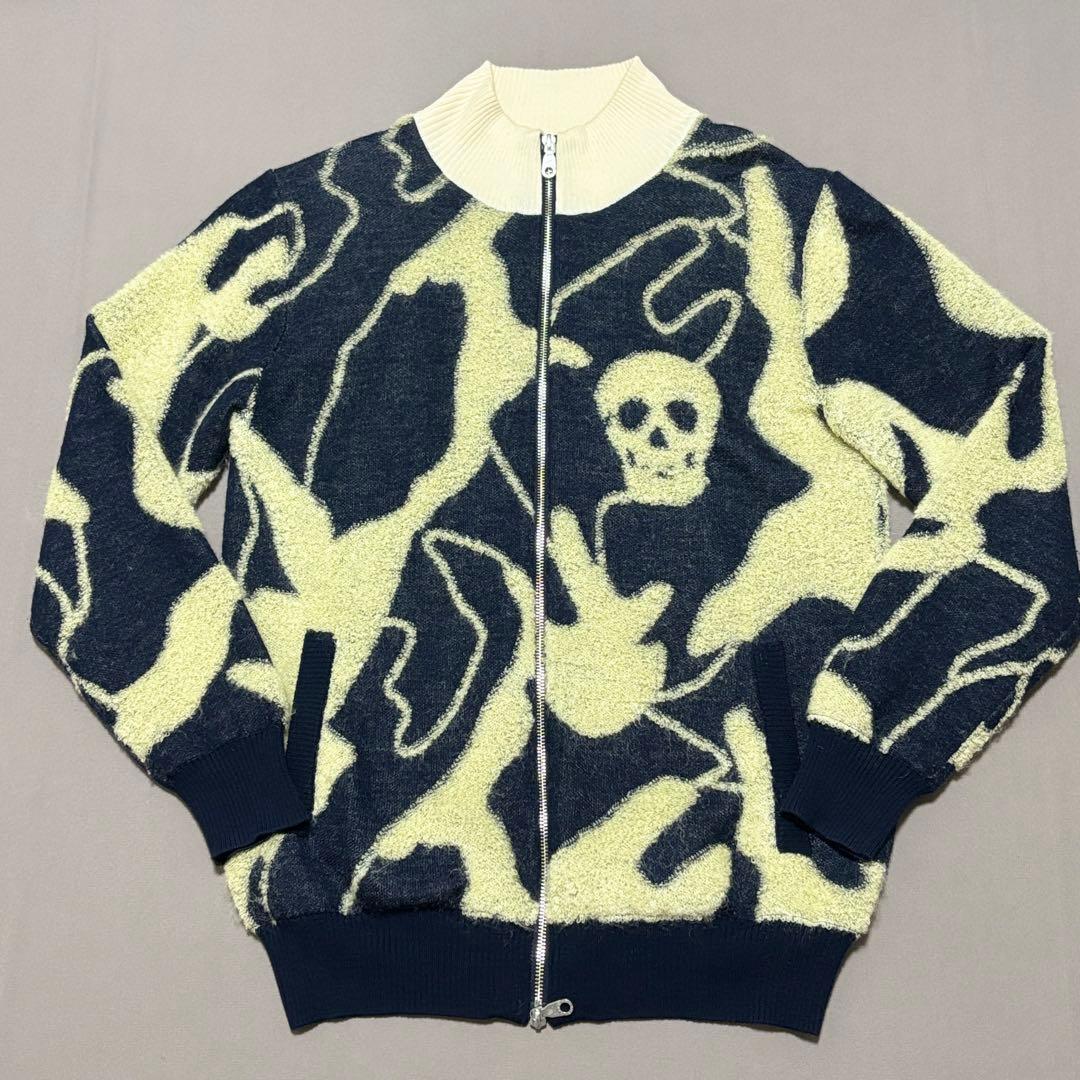 マークアンドロナMARK&LONA 裏地付きモヘヤ混スカルニットジャケット 48