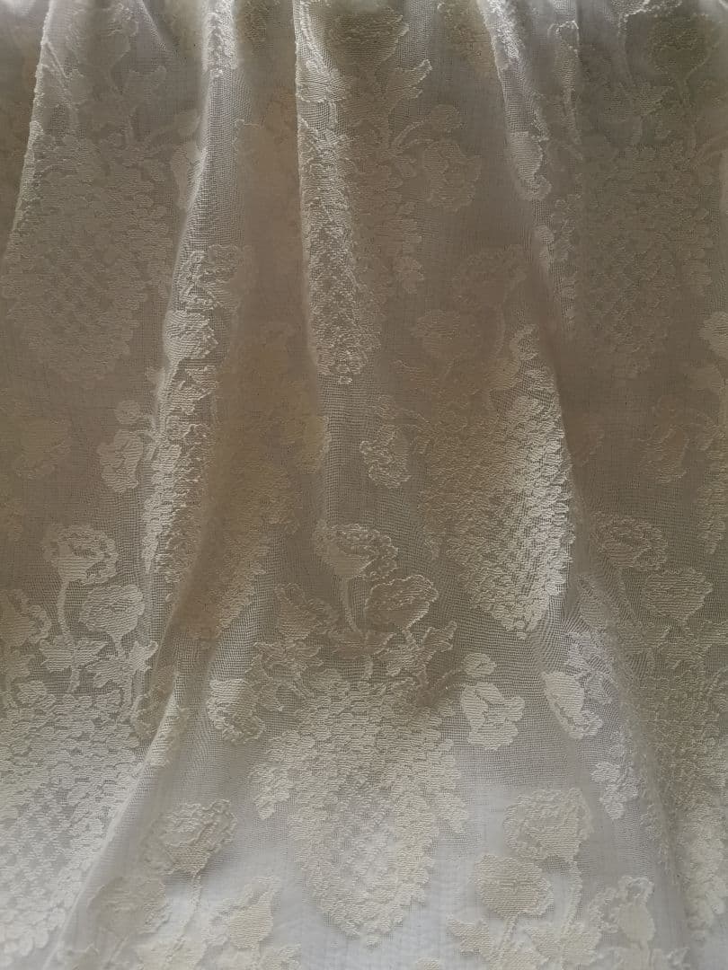 アンティーク ノッティンガム マドラスレース ポピープランター花籠カーテンパネル