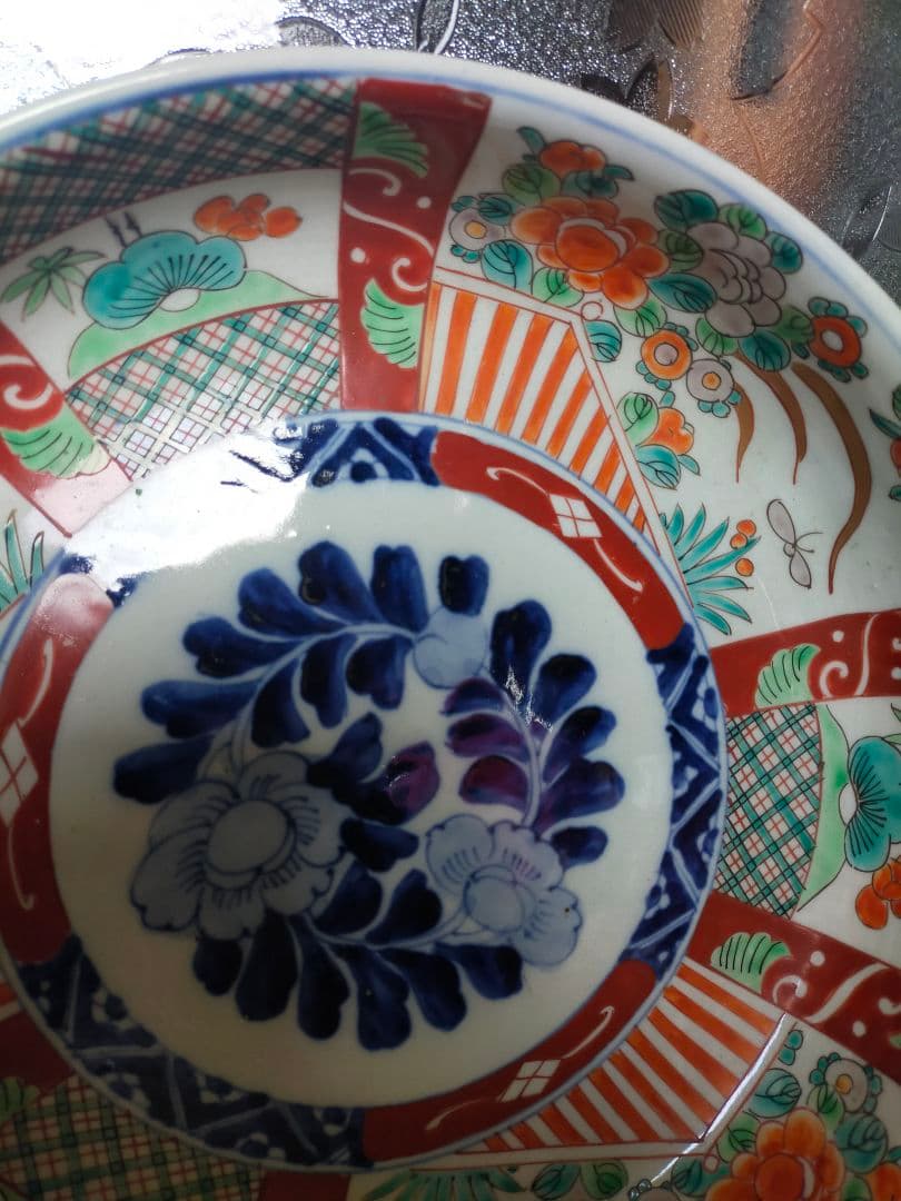 古伊万里色絵二重高台大鉢