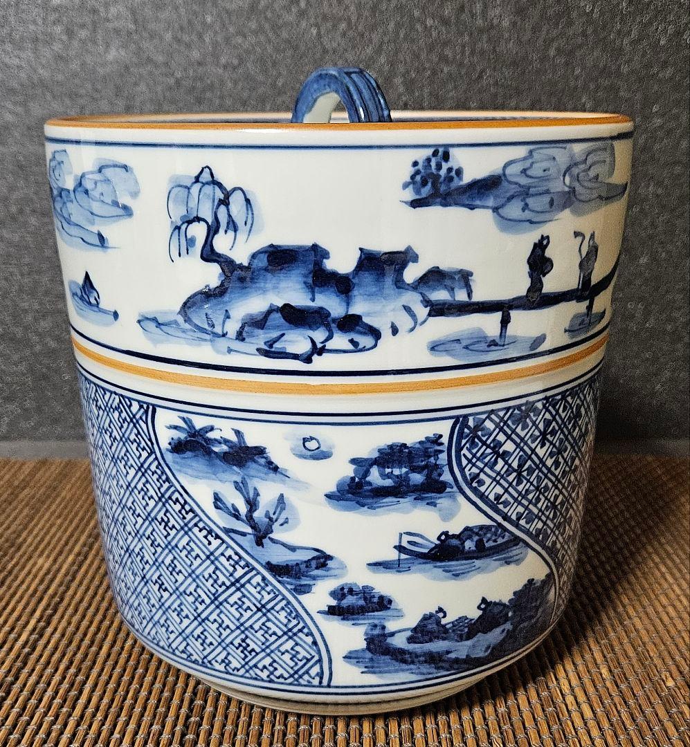 京焼　清水焼　名工】　橋本喜泉　造　染付　祥瑞　水指　共箱　共布　未使用品！