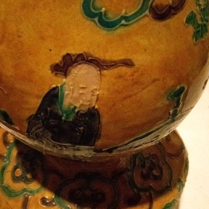 中国陶磁器　明法花　瓢箪型壺