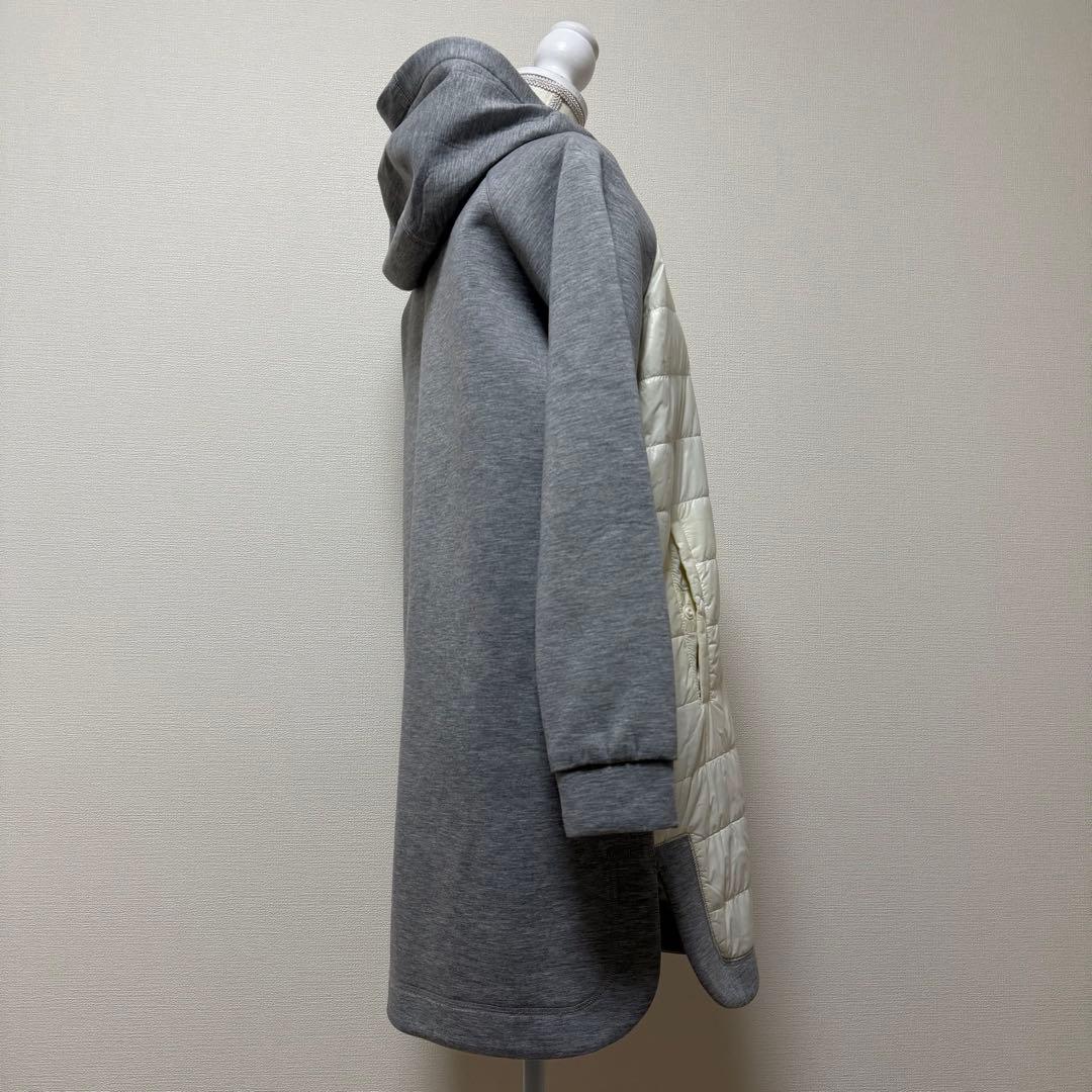 パーリーゲイツ　中綿ロングパーカー　蓄熱裏地　グレー×オフホワイト　ゴルフ