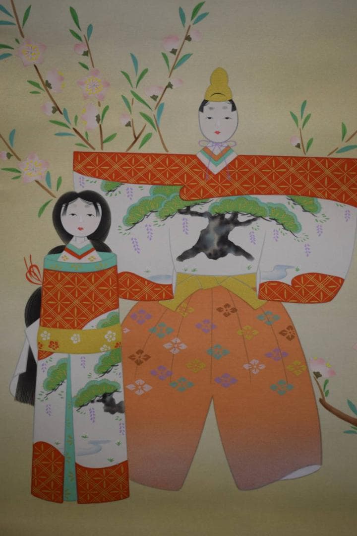 不詳/作者不詳/雛図/立雛図/ひな祭り/布袋屋掛軸HH-301
