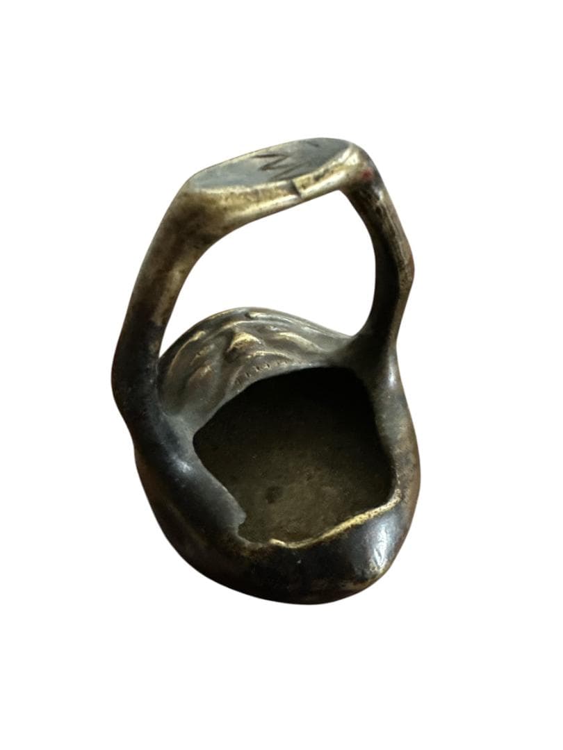 持ち手つき　煙管用　灰皿　香炉　真鍮　だるま　達磨　キセル　レトロ　博物館展示品