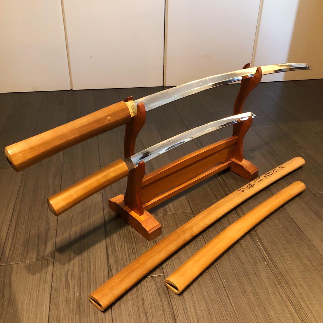 模造刀 白鞘 合金製 大小セット　長脇差　2本　拵え　太刀　居合刀