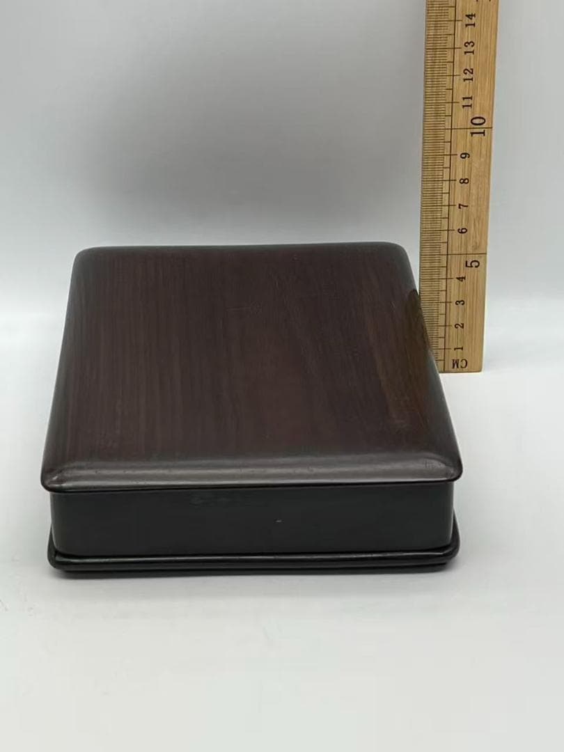 明時代　古端渓硯　浮雕螭龍文 双龍戲珠文　水坑紫端硯 元硯箱 極上品(B-89)