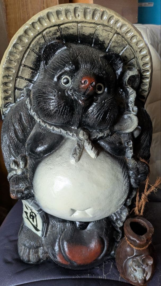 ★美品　焼物　たぬき　高さ約45㎝　狸　置物　縁起物