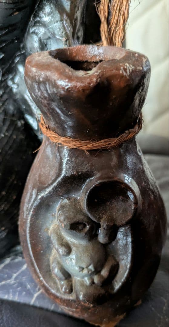 ★美品　焼物　たぬき　高さ約45㎝　狸　置物　縁起物