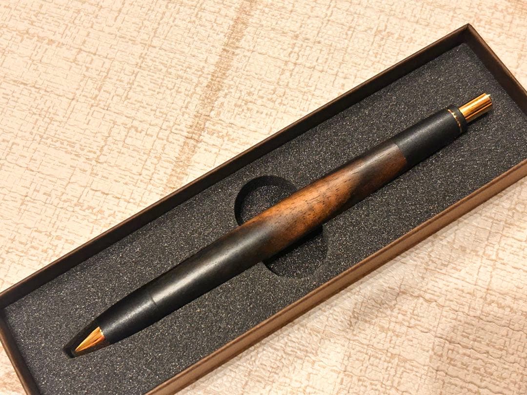 ボナンペン　シャープペン　黒柿　本店限定上杢　真鍮金具