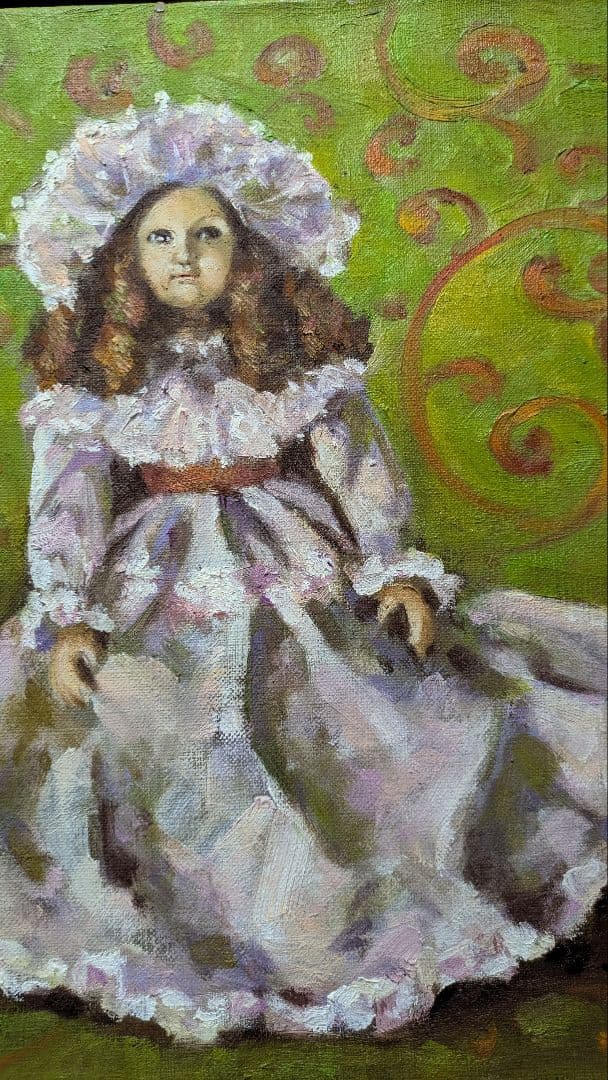 絵画　４号　加藤啓子　人形　油絵