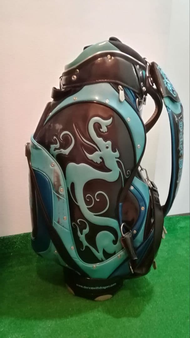 ダンスウィズドラゴン　キャディバッグ　エナメル　ブラック×ブルー