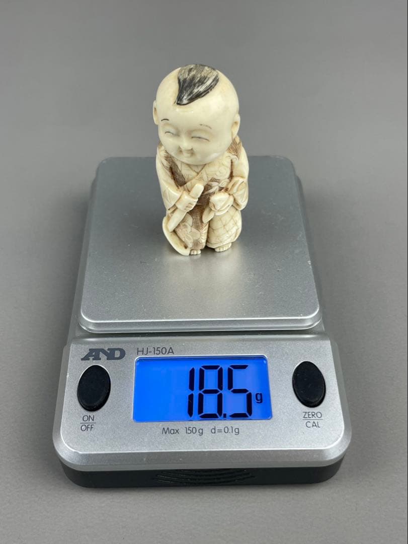 時代根付 極上細密彫り白材マンモス牙製 作家物 中国美術 天然素材 唐子 男の子