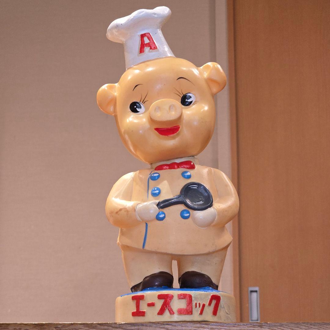 エースコック　店頭用　 豚　ぶた　ブタ　ソフビ　人形　初期型のレア　昭和
