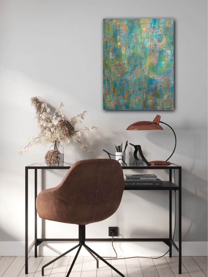 アクリル画 抽象画 アートパネル 北欧 原画 アート 絵画 インテリア グリーン