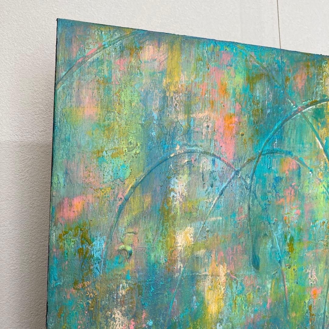 アクリル画 抽象画 アートパネル 北欧 原画 アート 絵画 インテリア グリーン