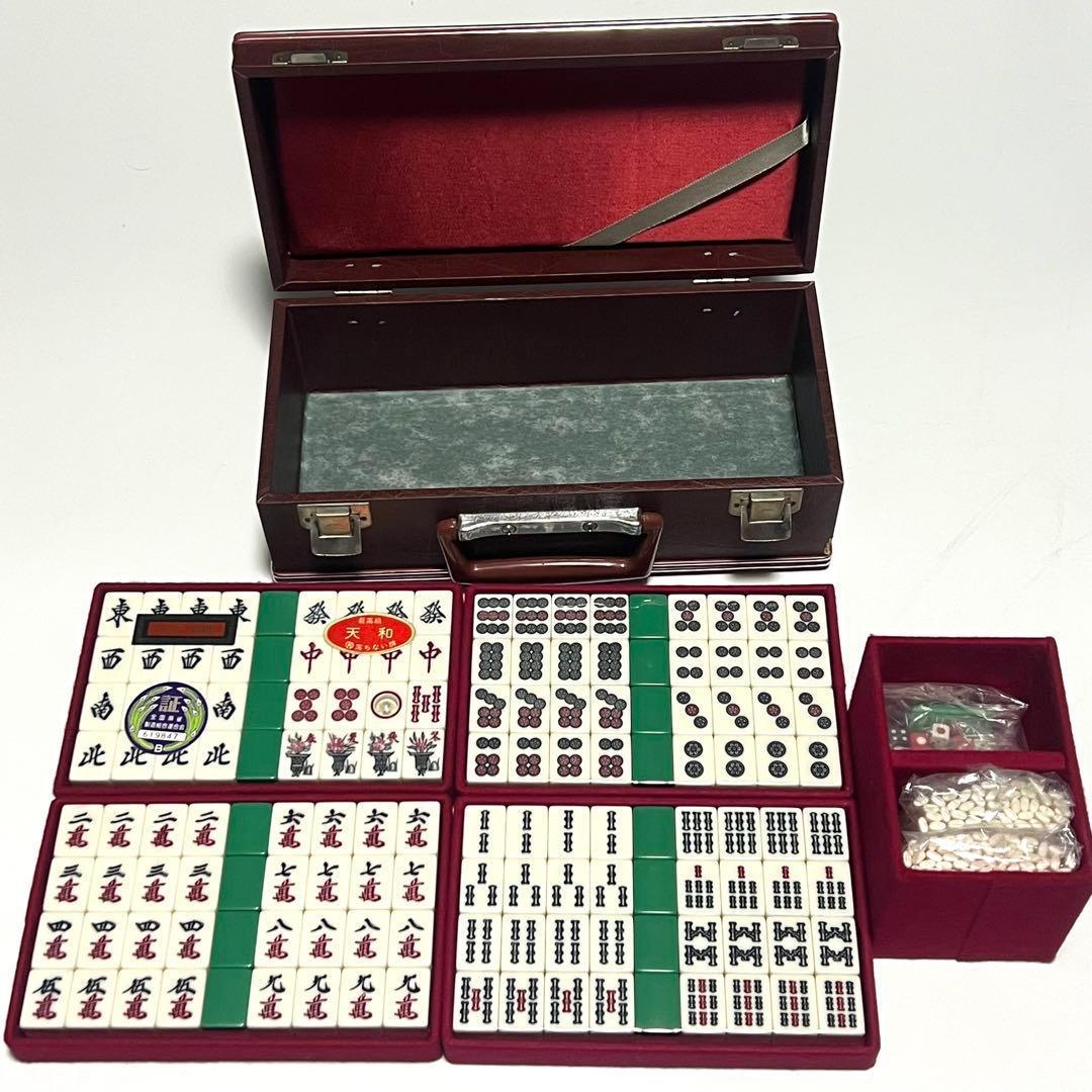 未使用 高級麻雀牌 天和 キングバード 背緑 Japanese Mahjong