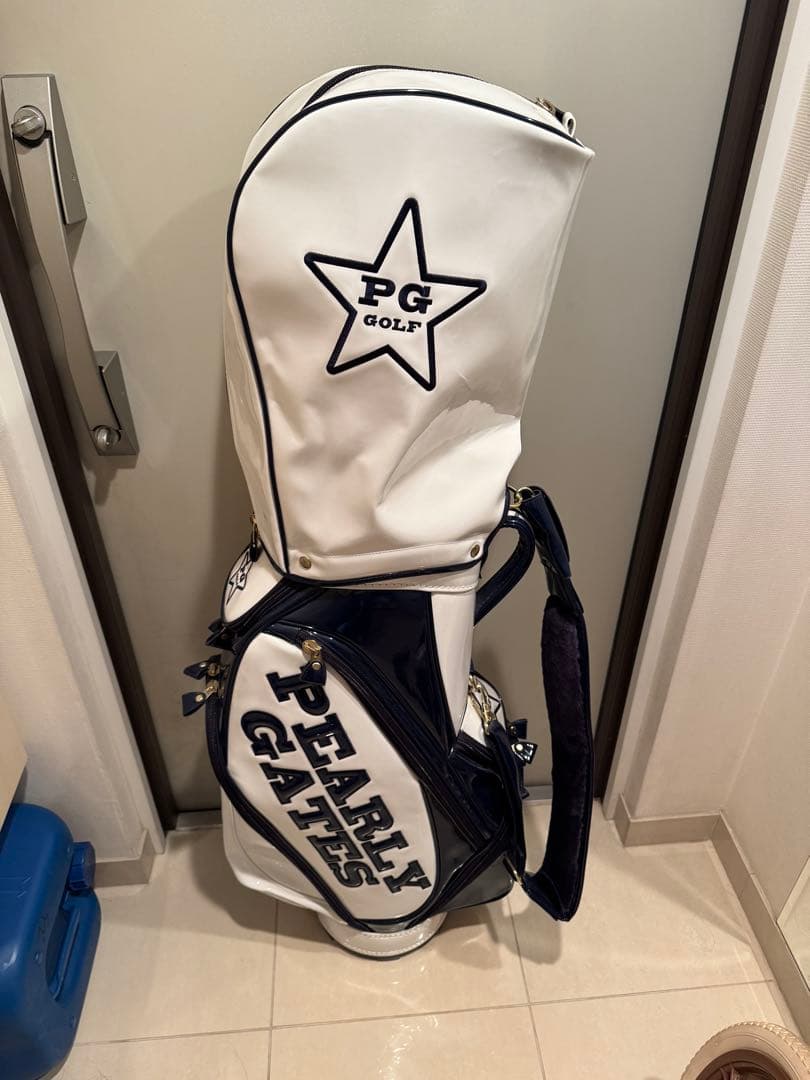 パーリーゲイツネイビーホワイトエナメルキャディーバック　初心者セット！！