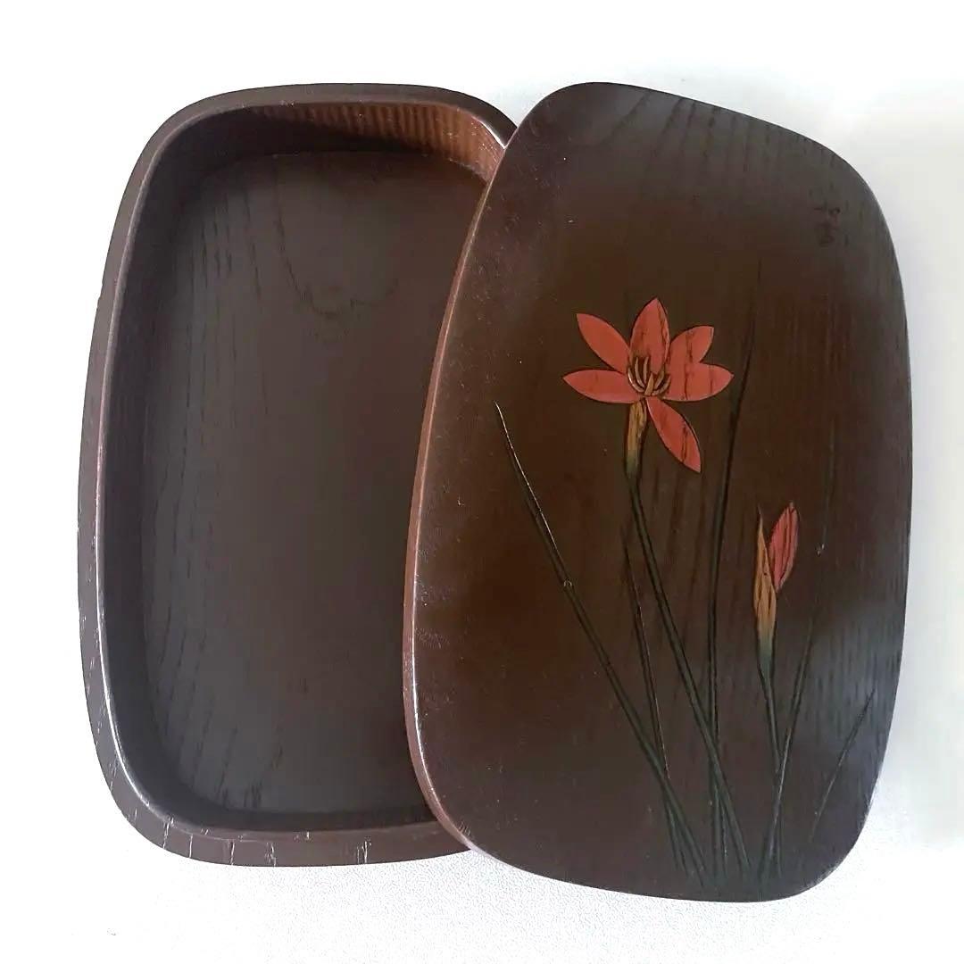 【美品】篠原如雪 香川伝統工芸 讃岐彫 木彫漆芸家 手彫り硯箱 文箱 木箱