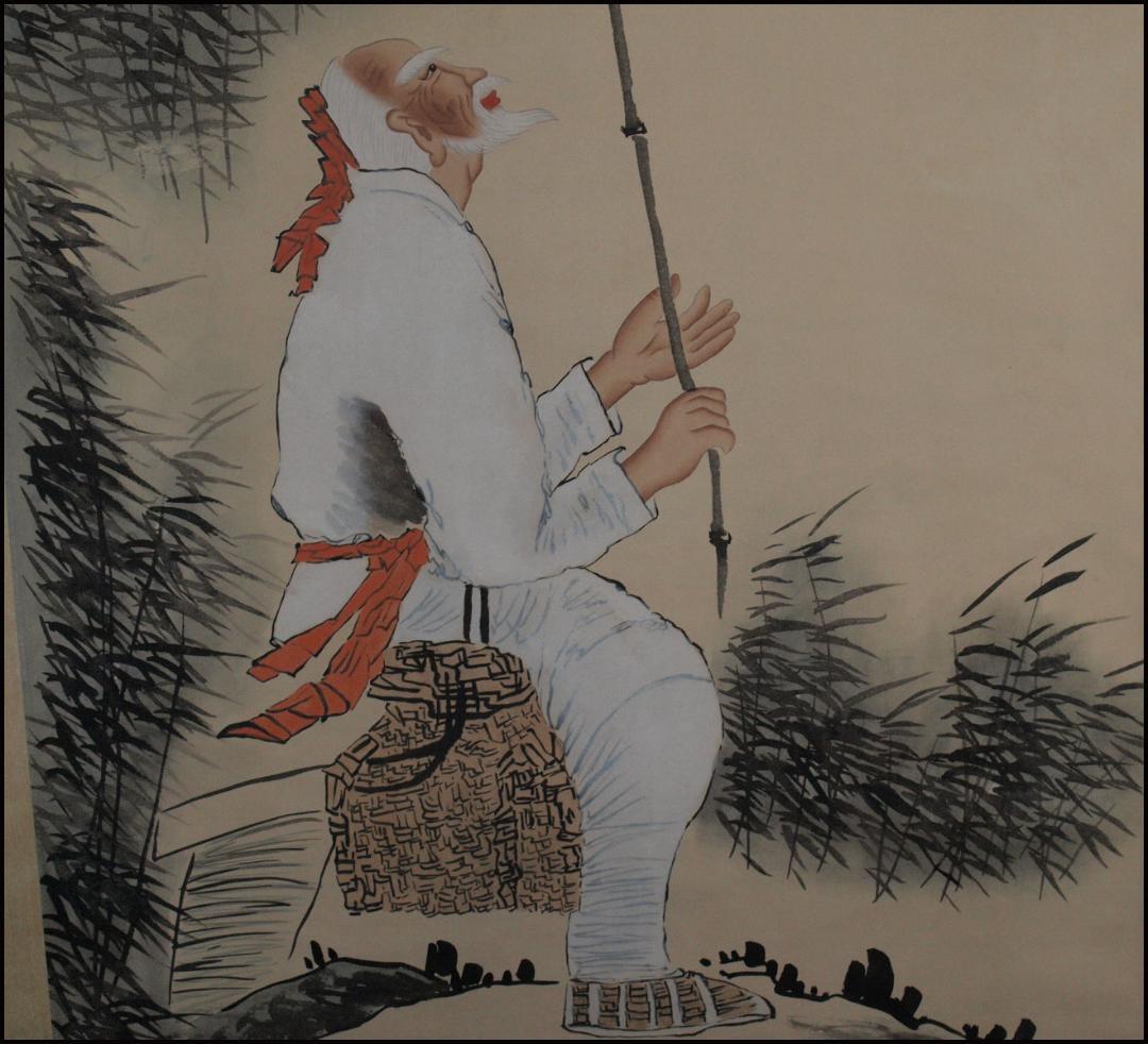 民間仕入れ品任伯年作　仙人図　肉筆絵骨董品　掛け軸 AK2174A9-2