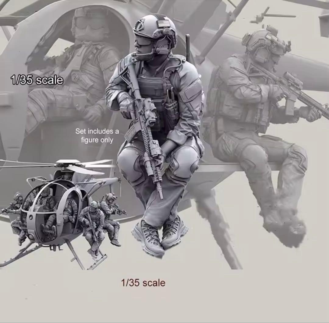 1/35AH-6J/MH-6Jミリタリーフィギュア 搭乗兵9体付き