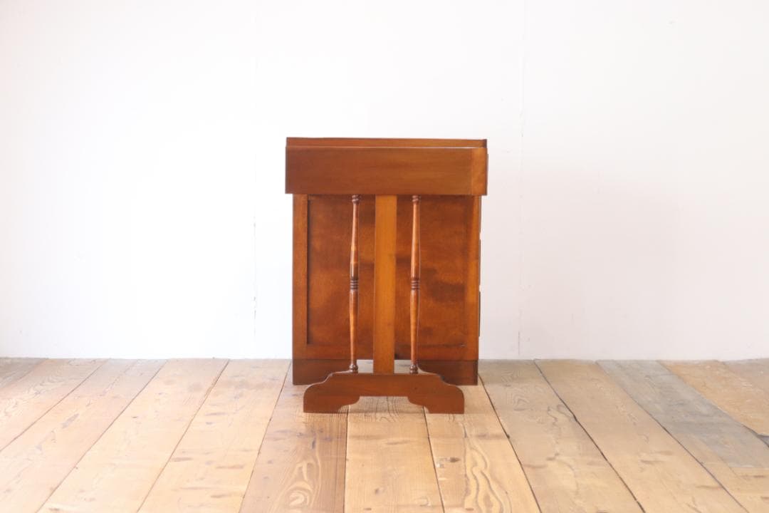 レトロ 片袖デスク 机 書斎 作業台 引き出し 抽斗 5杯 木製 古道具