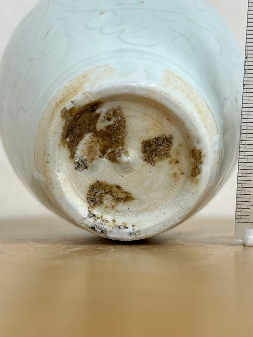 中国元時代影青釉　刻画花紋　梅瓶　骨董 美術品　唐物　 江戸　青磁　コレクション