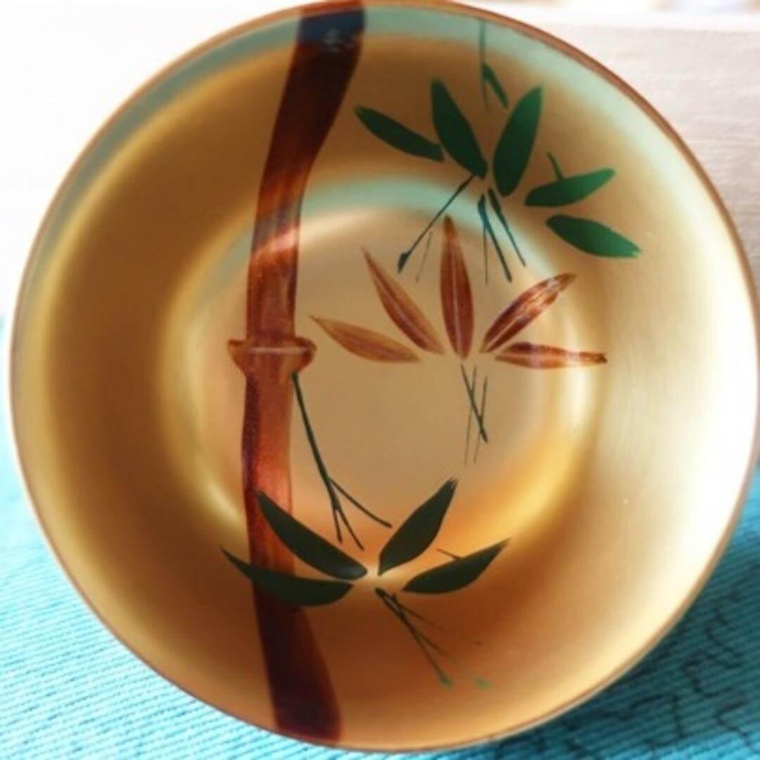 会津漆器 ぐいのみ 金地 小盃 鶴亀・松竹梅 手描き 日本製