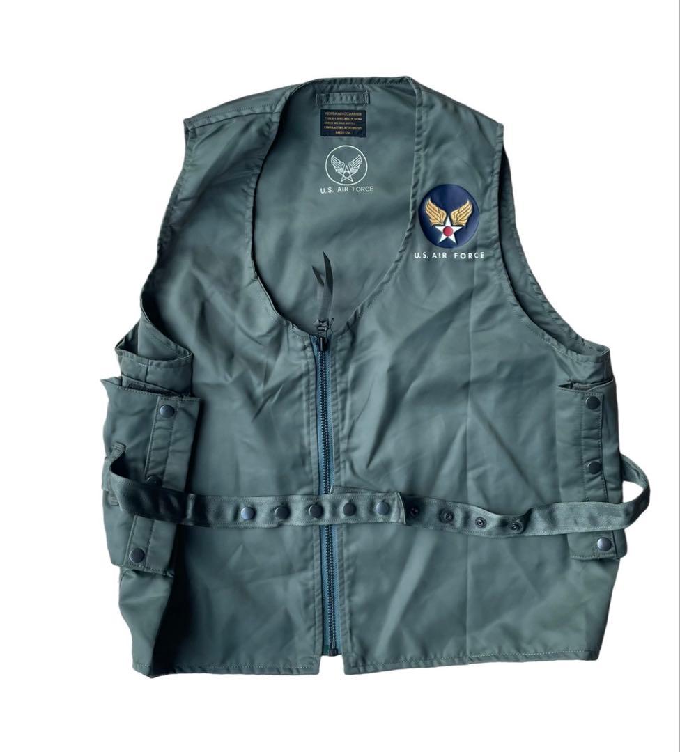 米陸軍航空隊パイロット用E-1ラジオベストMサイズセージグリーン復刻未使用品