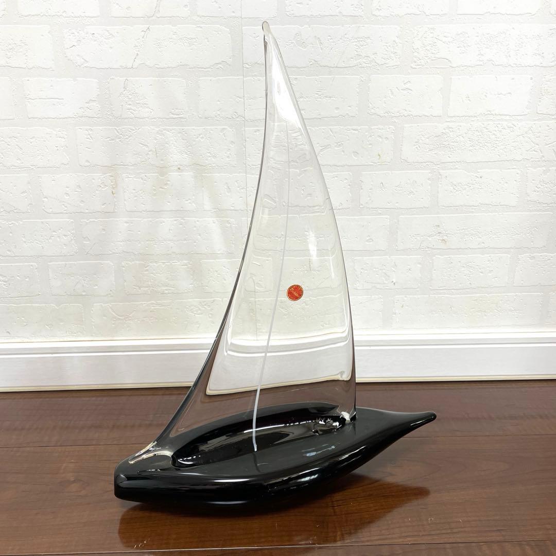 MURANOムラーノガラス イタリア製　大型　ヨット クリア　ブラック