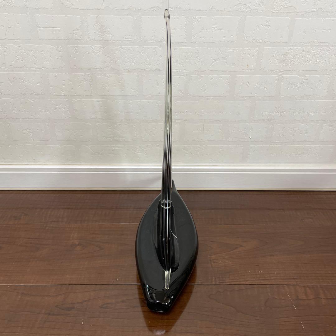 MURANOムラーノガラス イタリア製　大型　ヨット クリア　ブラック