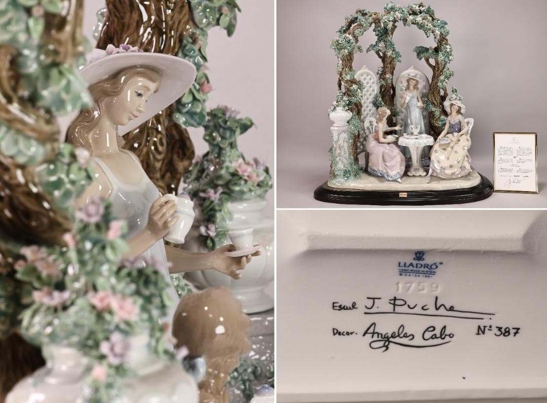 BK202 LLADRO　限定　387/2000体　テラスでお茶を　台座　保証書