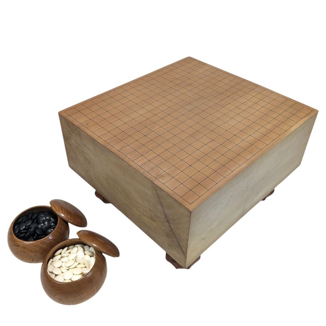 木製囲碁盤 碁石セット 脚付き へそあり 蛤碁石