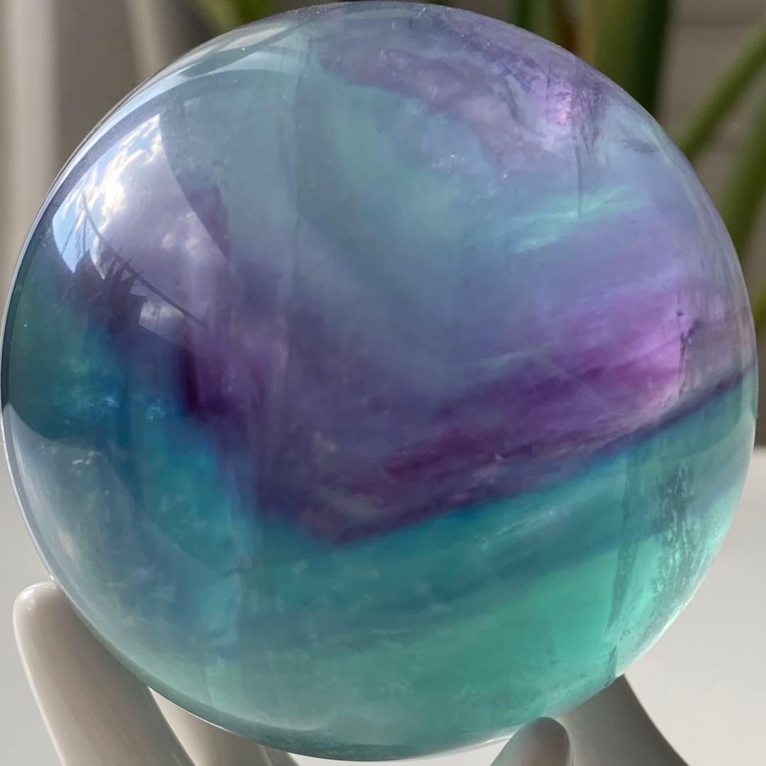 【 天然石 ブルー グリーン パープル フローライト スフィア 】