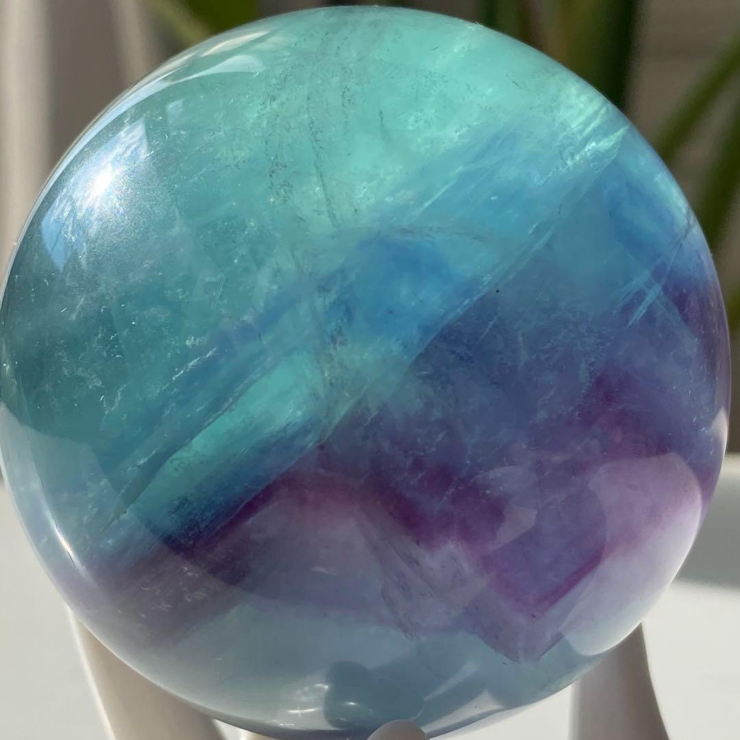 【 天然石 ブルー グリーン パープル フローライト スフィア 】