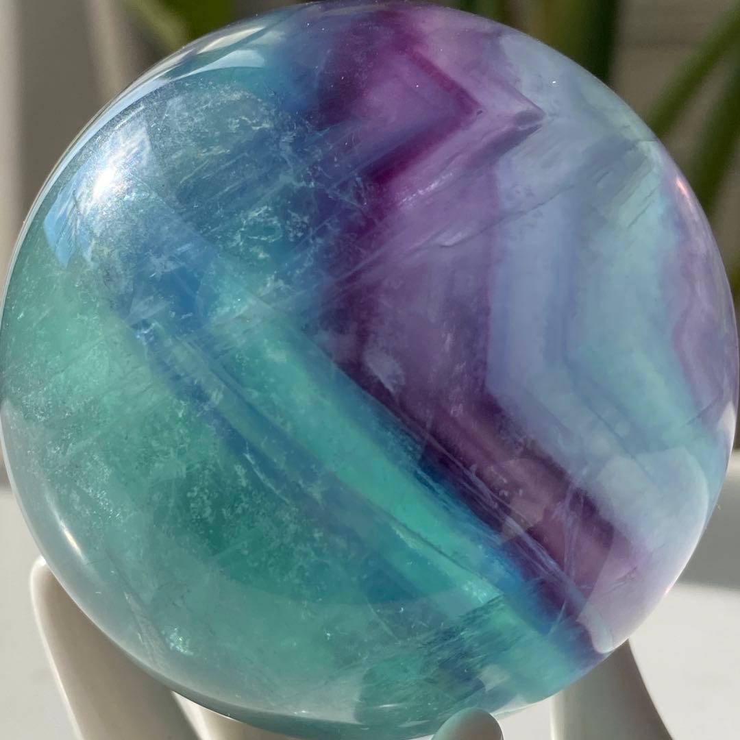 【 天然石 ブルー グリーン パープル フローライト スフィア 】