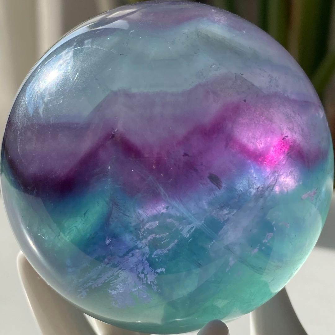 【 天然石 ブルー グリーン パープル フローライト スフィア 】