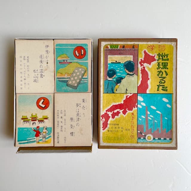 学習地理かるた　全96枚揃い　昭和レトロ　鈴木仁成堂