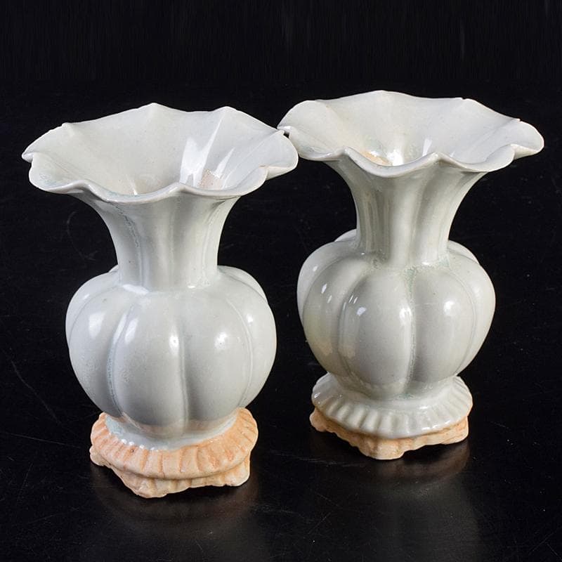 中国　宋代　青白磁　瓜型瓶　一對　M　R8819