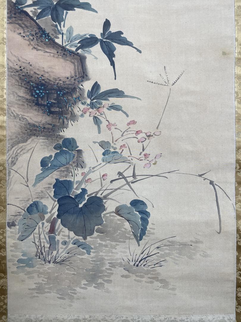 や*ん様 山本梅逸 花鳥図 二重箱 江戸 尾張南画 名古屋生 中国 掛軸2412