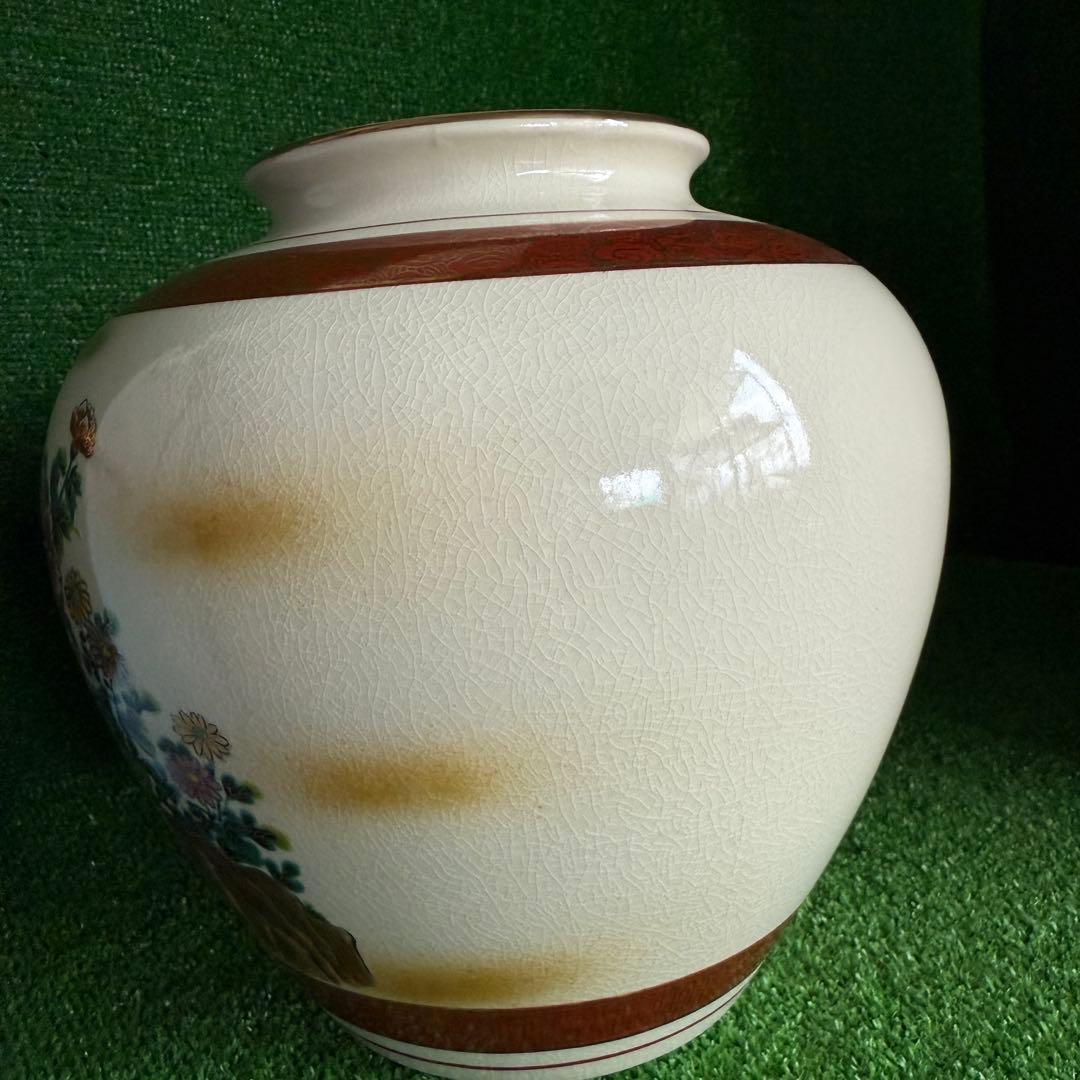 ＆【A0196】 希少 未使用保管品 当時物 九谷利治作 窯印あり 花瓶 花器