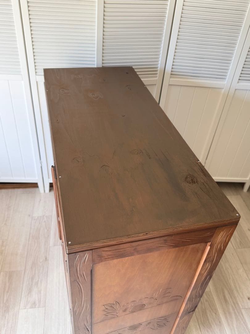 伝統工芸品 軽井沢彫 サイドボード アンティーク リメイク