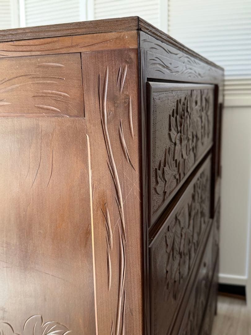 伝統工芸品 軽井沢彫 サイドボード アンティーク リメイク