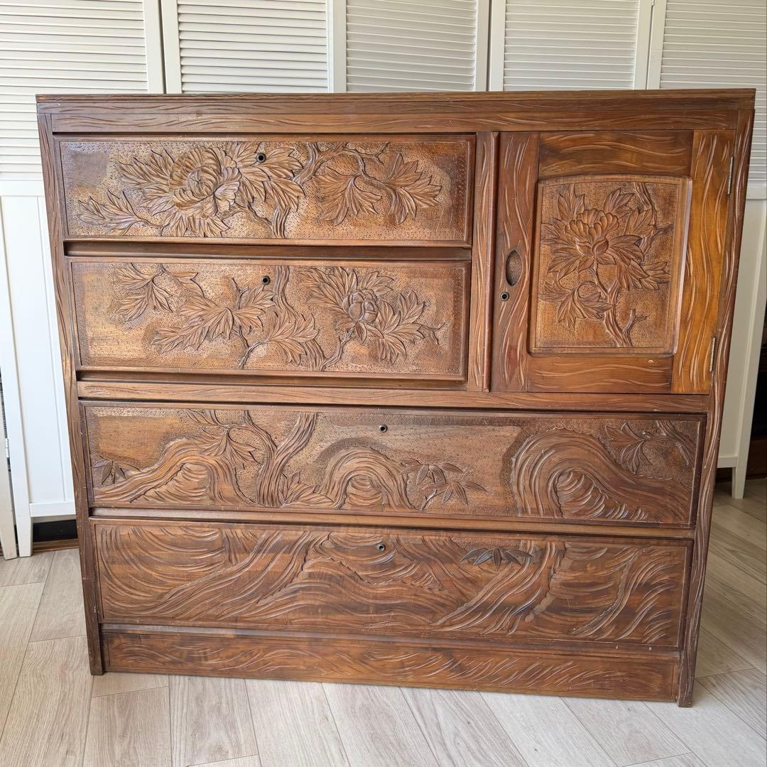 伝統工芸品 軽井沢彫 サイドボード アンティーク リメイク