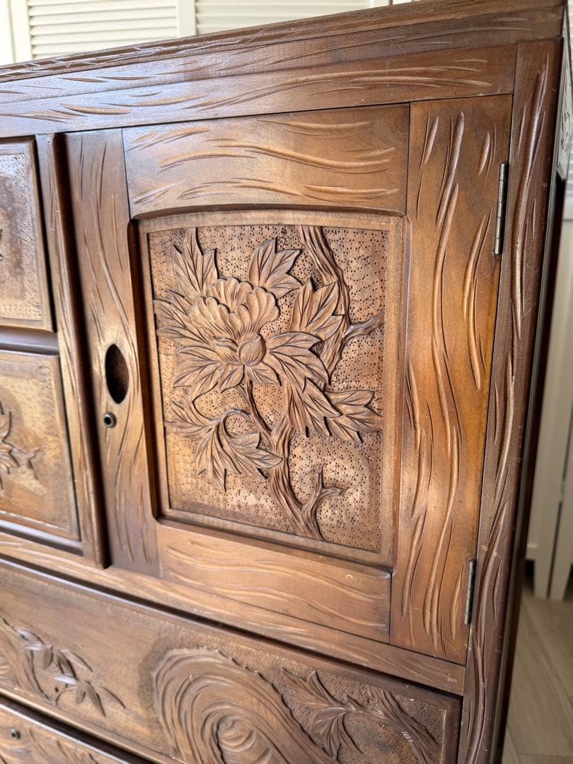 伝統工芸品 軽井沢彫 サイドボード アンティーク リメイク