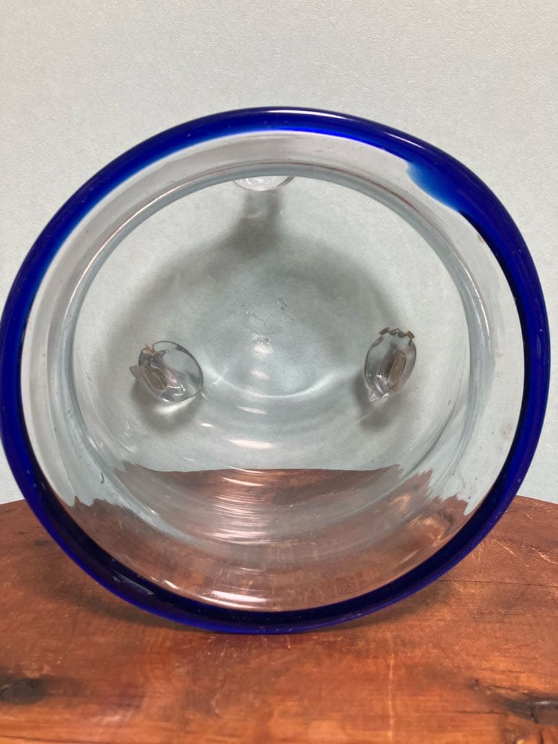 大正時代の吹きガラス製三つ脚金魚鉢◇レトロガラス◇和ガラス◇古ガラス◇古道具