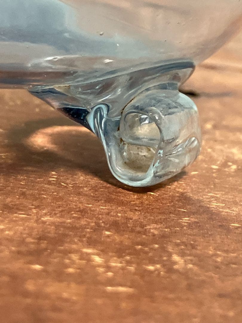 大正時代の吹きガラス製三つ脚金魚鉢◇レトロガラス◇和ガラス◇古ガラス◇古道具