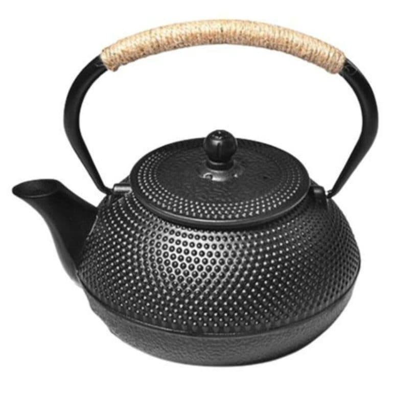 麻紐付き黒色鉄急須 貧血予防に直火可能鉄瓶 1200ML鉄分補給　伝統工芸品