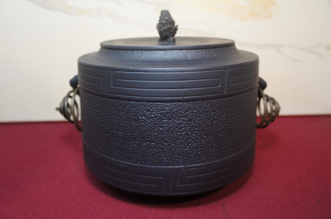 fusa☆桑色置炉 姥口釜 唐銅蓋 炉用600W炭型電熱器送料込み